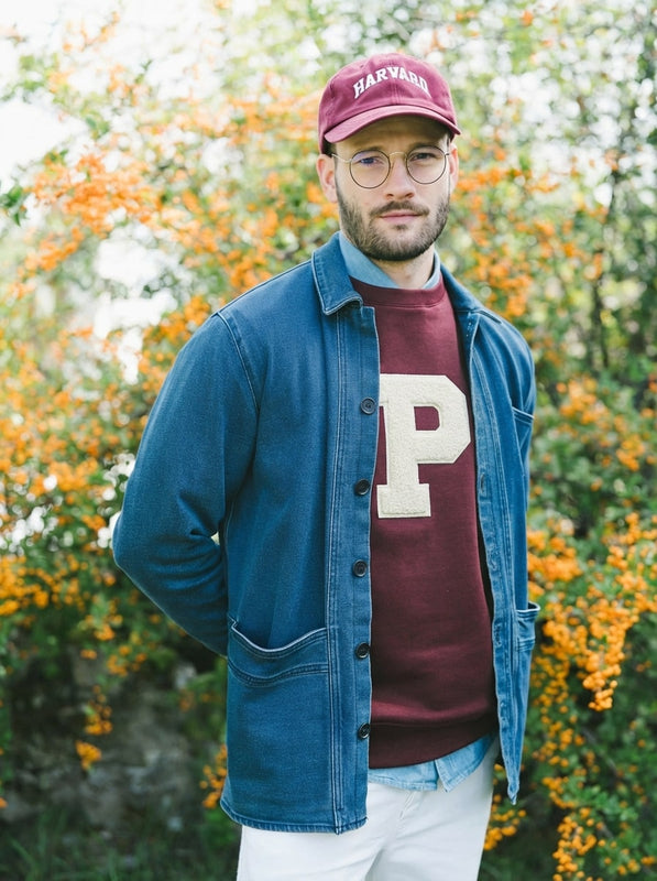 Pétrone sweat homme Tencel coton bio bordeaux foncé #couleur_bordeaux-foncé