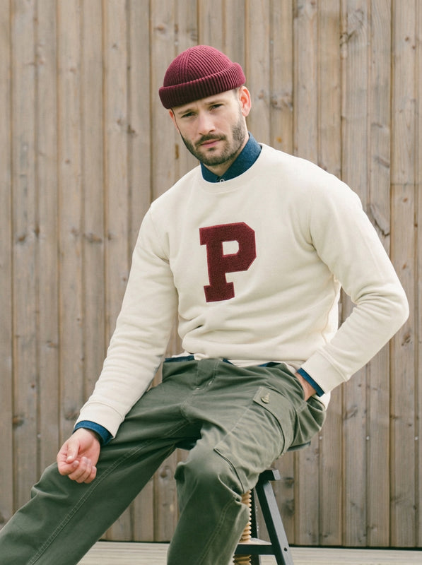 Pétrone sweat homme Tencel coton bio écru #couleur_écru