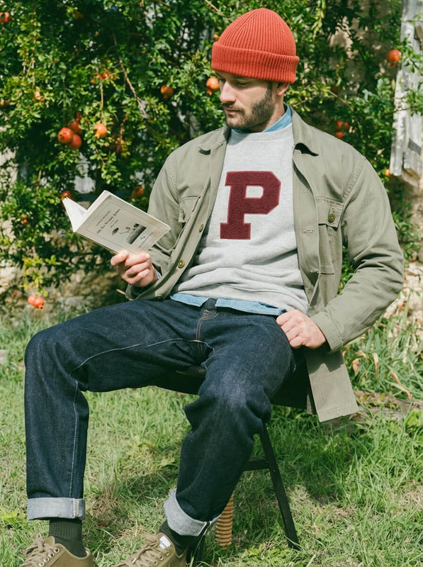 Pétrone sweat homme Tencel coton bio gris clair #couleur_gris-chiné-clair