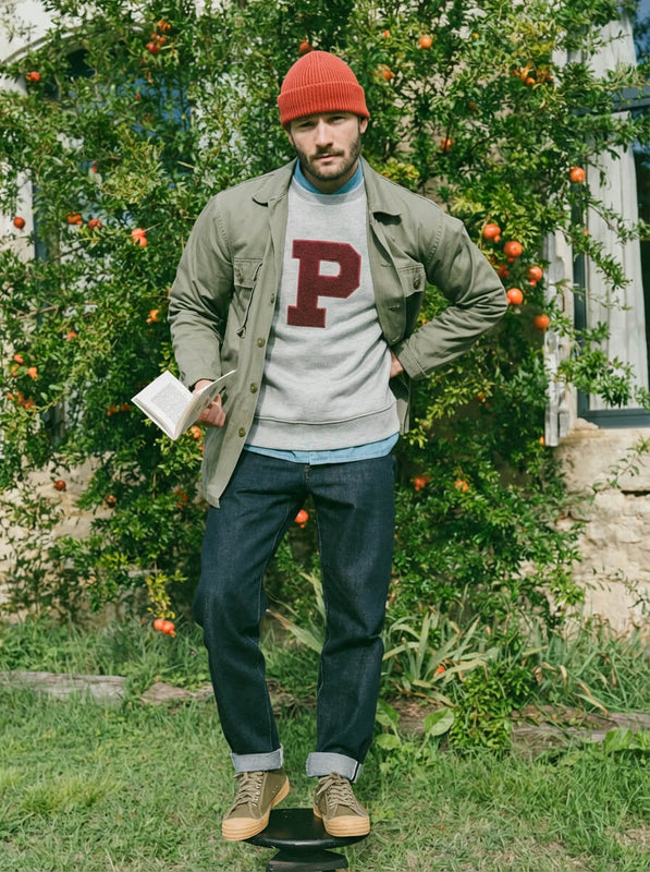 Pétrone sweat homme Tencel coton bio gris clair #couleur_gris-chiné-clair