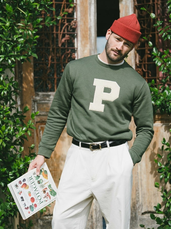 Pétrone sweat homme Tencel coton bio vert kaki #couleur_vert-kaki