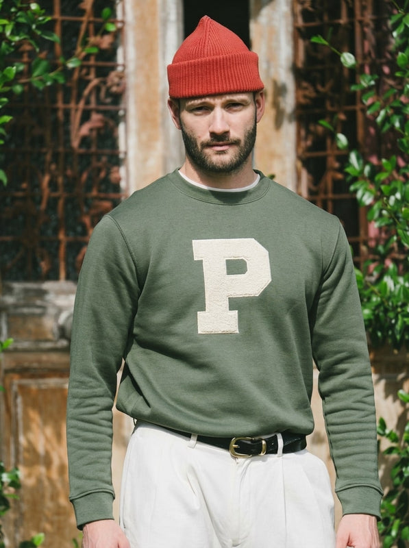 Pétrone sweat homme Tencel coton bio vert kaki #couleur_vert-kaki