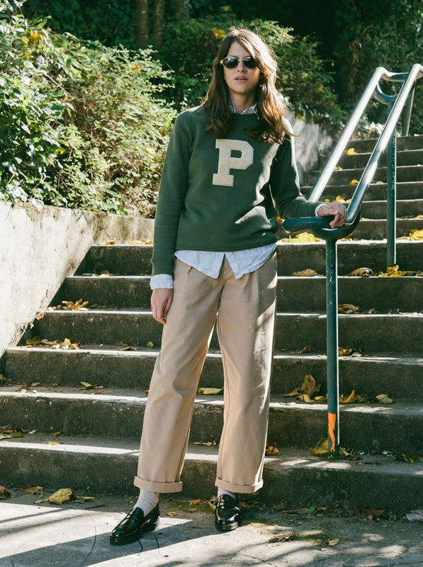 Pétrone sweat homme Tencel coton bio vert kaki #couleur_vert-kaki