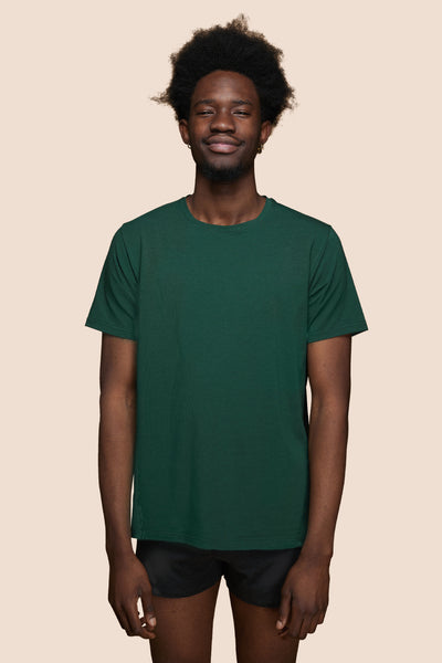 Pétrone T-shirt manches courtes coton biologique tencel vert bouteille homme