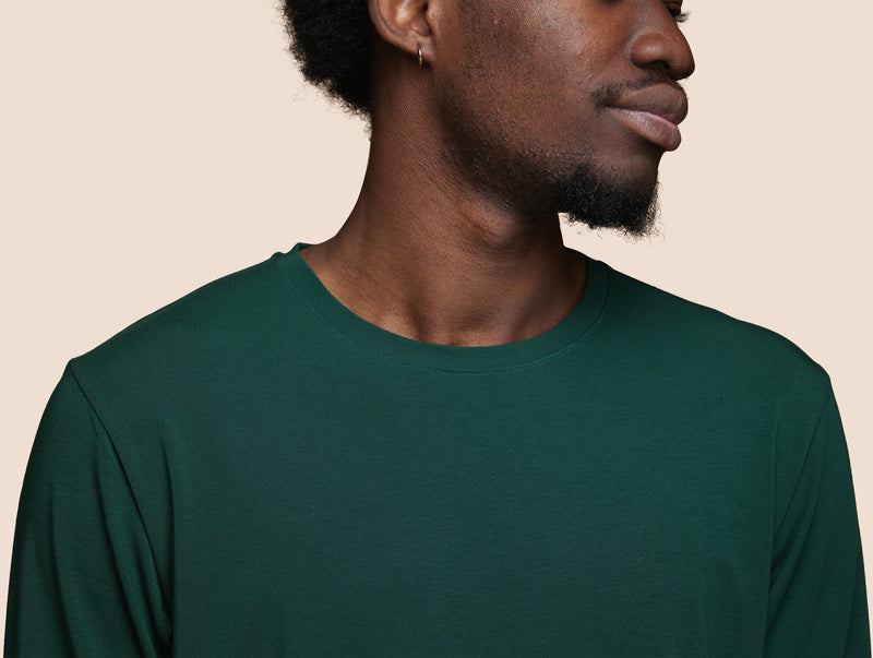 Pétrone T-shirt manches longues coton biologique Tencel vert bouteille homme#couleur_vert-bouteille