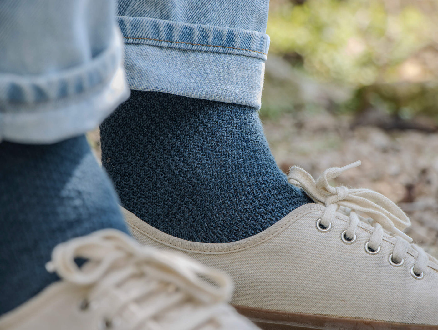 Pétrone chaussettes gaufrées chaudes coton épais bleu acier homme#couleur_bleu-acier