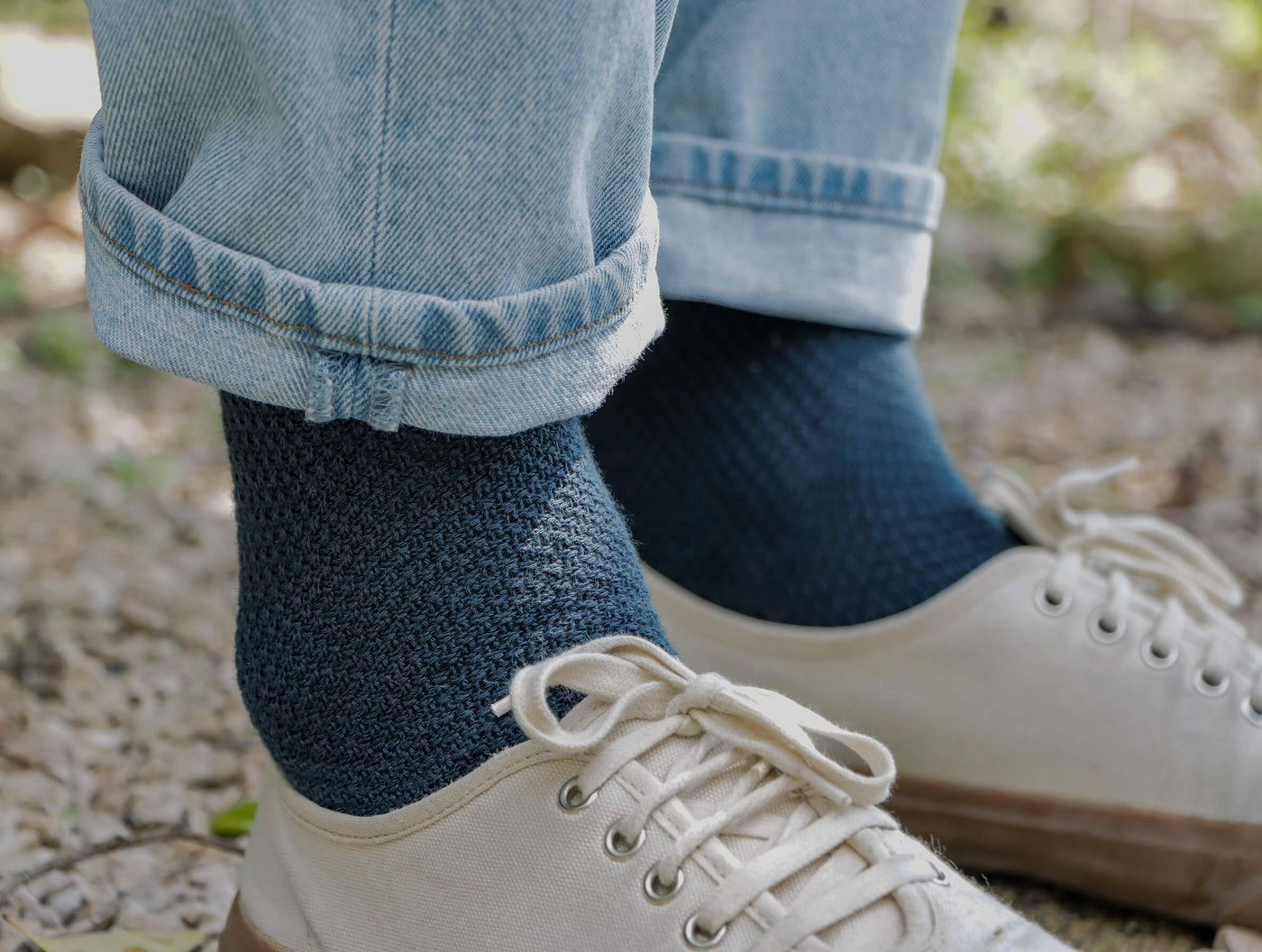 Pétrone chaussettes gaufrées chaudes coton épais bleu acier homme#couleur_bleu-acier