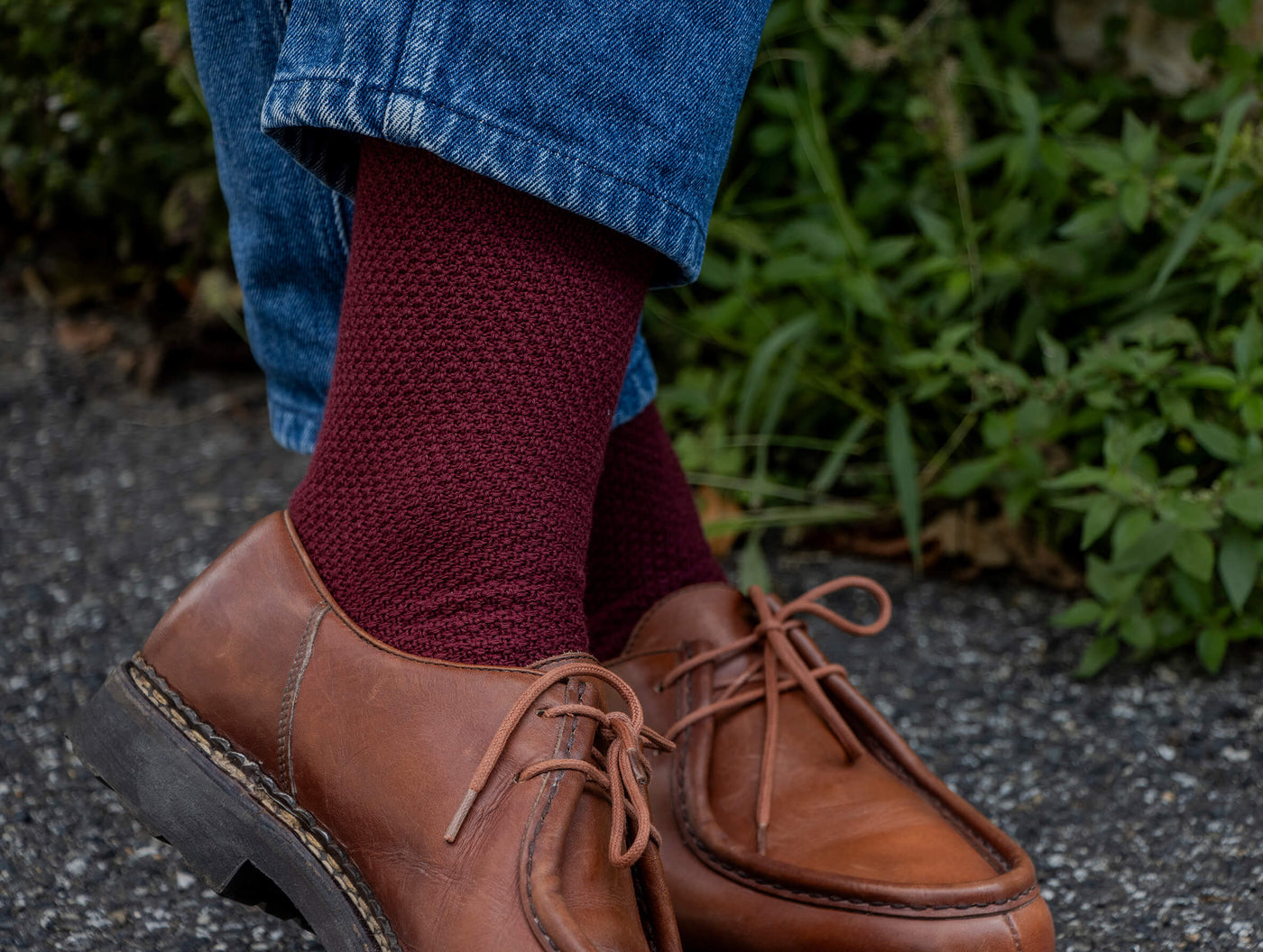 Pétrone chaussettes gaufrées chaudes coton épais bordeaux foncé homme#couleur_bordeaux-foncé