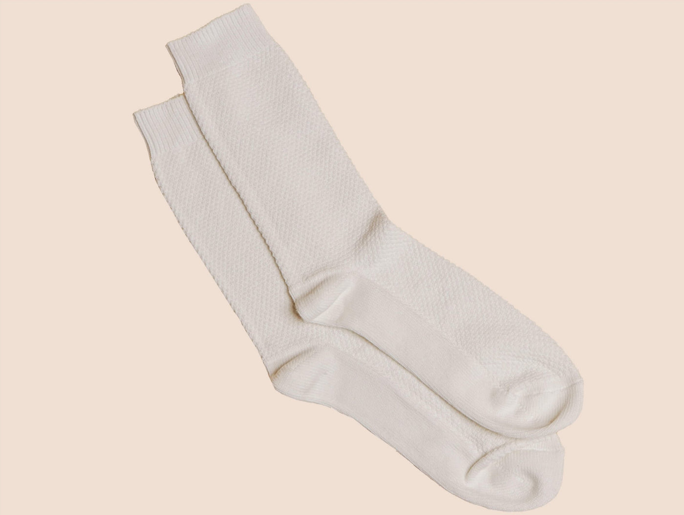 Pétrone chaussettes gaufrées chaudes coton épais blanc crème homme#couleur_blanc-crème