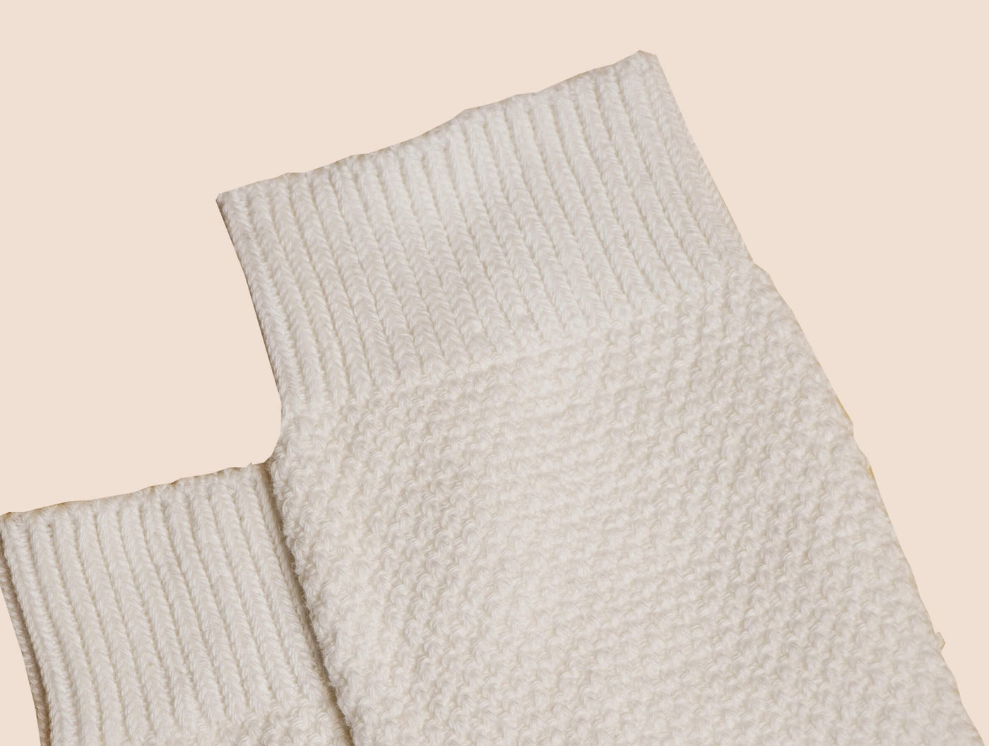 Pétrone chaussettes gaufrées chaudes coton épais blanc crème homme#couleur_blanc-crème