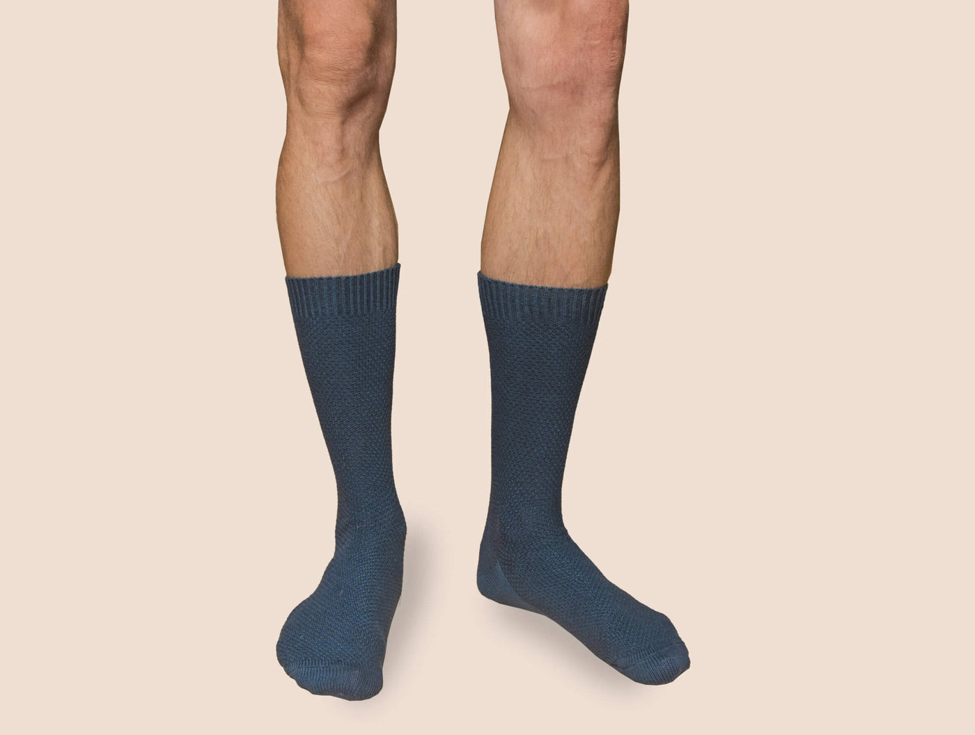 Pétrone chaussettes gaufrées chaudes coton épais bleu acier homme#couleur_bleu-acier