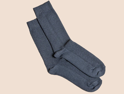 Pétrone chaussettes gaufrées chaudes coton épais bleu acier homme#couleur_bleu-acier