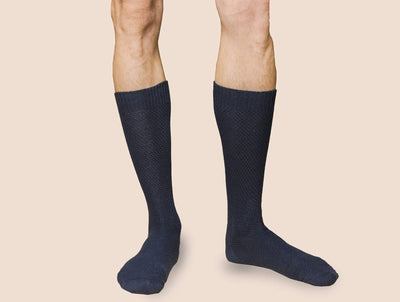 Pétrone chaussettes gaufrées chaudes coton épais bleu marine homme#couleur_bleu-marine