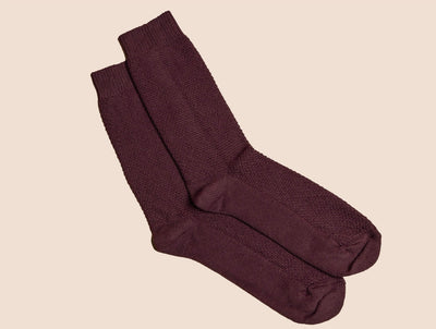 Pétrone chaussettes gaufrées chaudes coton épais bordeaux foncé homme#couleur_bordeaux-foncé