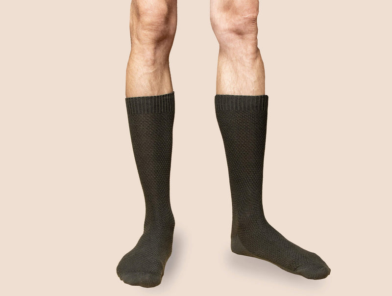 Pétrone chaussettes gaufrées chaudes coton épais vert kaki homme#couleur_vert-kaki