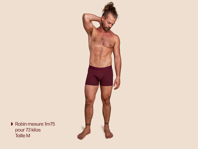 Pétrone boxer coton bio bordeaux foncé homme#couleur_bordeaux-foncé