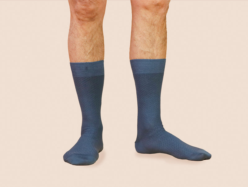 Pétrone chaussettes nid d'abeille fil d'Ecosse bleu céruléen homme#couleur_bleu-céruléen