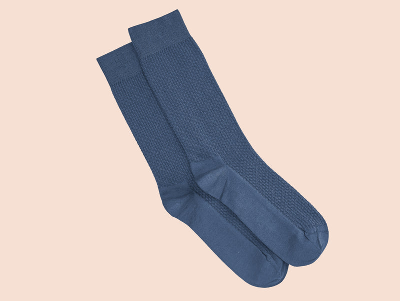 Pétrone chaussettes nid d'abeille fil d'Ecosse bleu céruléen homme#couleur_bleu-céruléen