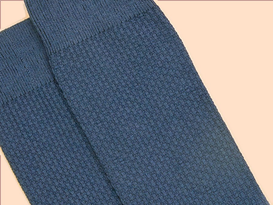 Pétrone chaussettes nid d'abeille fil d'Ecosse bleu céruléen homme#couleur_bleu-céruléen