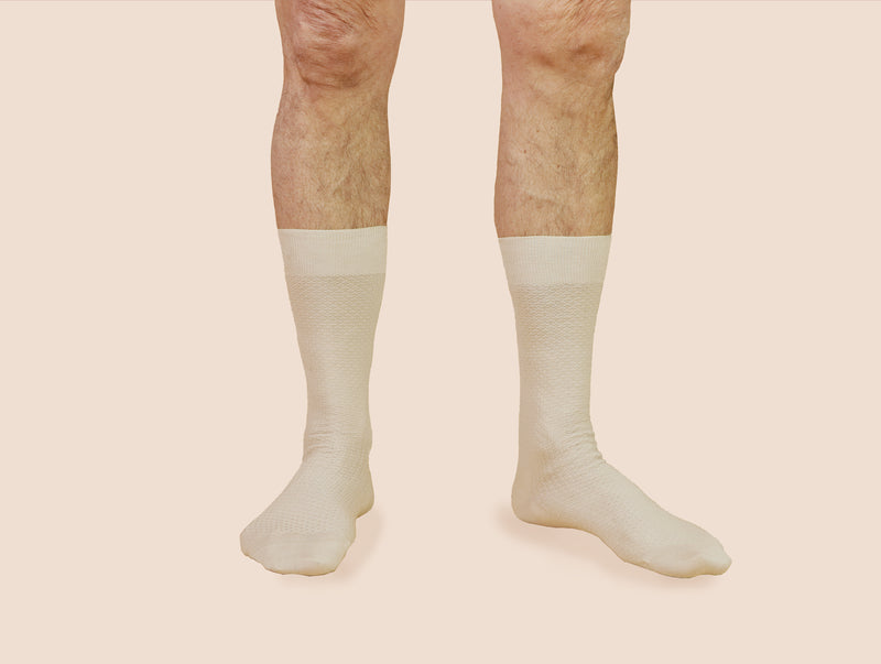 Pétrone chaussettes nid d'abeille fil d'Ecosse ivoire homme#couleur_beige