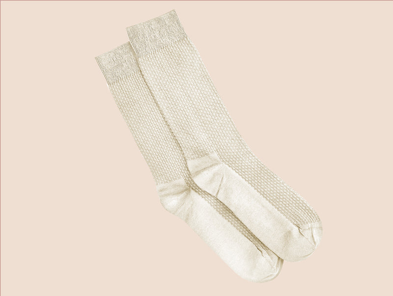 Pétrone chaussettes nid d'abeille fil d'Ecosse ivoire homme#couleur_beige