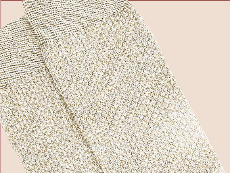 Pétrone chaussettes nid d'abeille fil d'Ecosse ivoire homme#couleur_beige