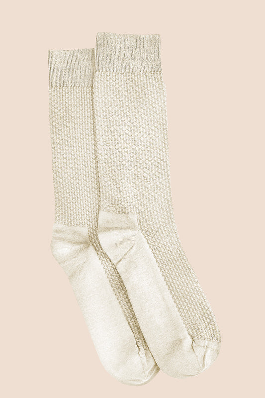 Pétrone chaussettes nid d'abeille fil d'Ecosse beige homme