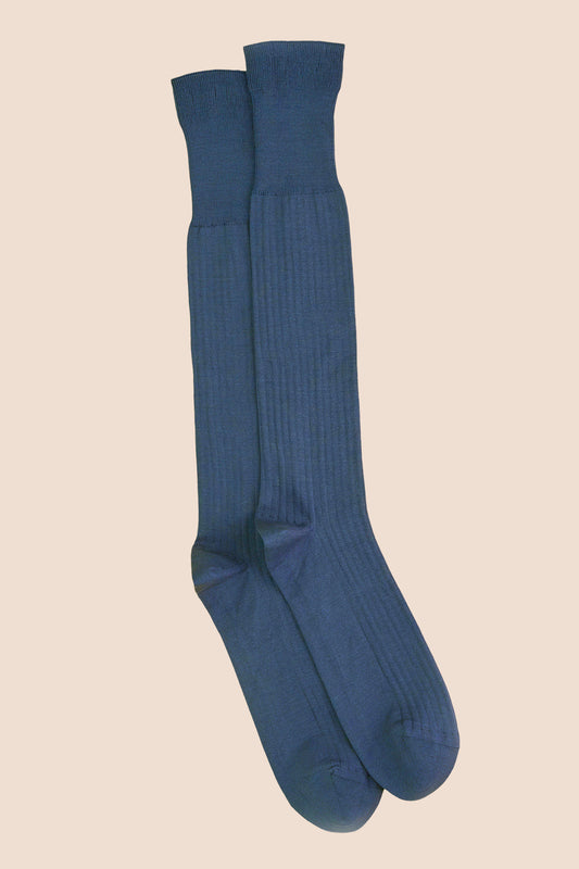 Pétrone mi-bas fil d’Écosse bleu céruléen homme