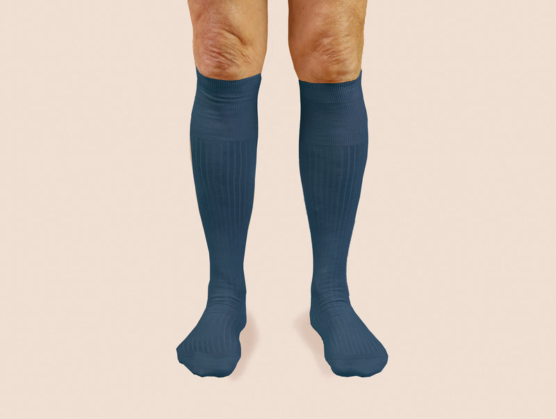 Pétrone mi-bas fil d’Écosse bleu céruléen homme#couleur_bleu-céruléen