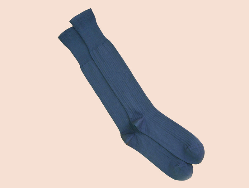 Pétrone mi-bas fil d’Écosse bleu céruléen homme#couleur_bleu-céruléen