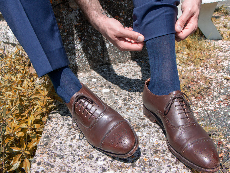 Petrone-chaussettes-lin-coton-homme-bleu marine#couleur_bleu-marine
