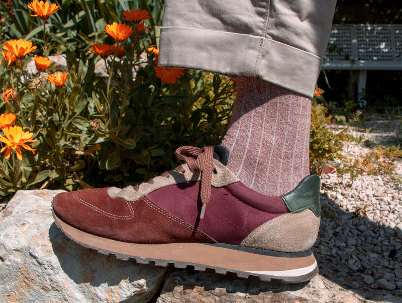 Petrone-chaussettes-lin-coton-homme-terracotta chiné#couleur_terracotta-chiné 