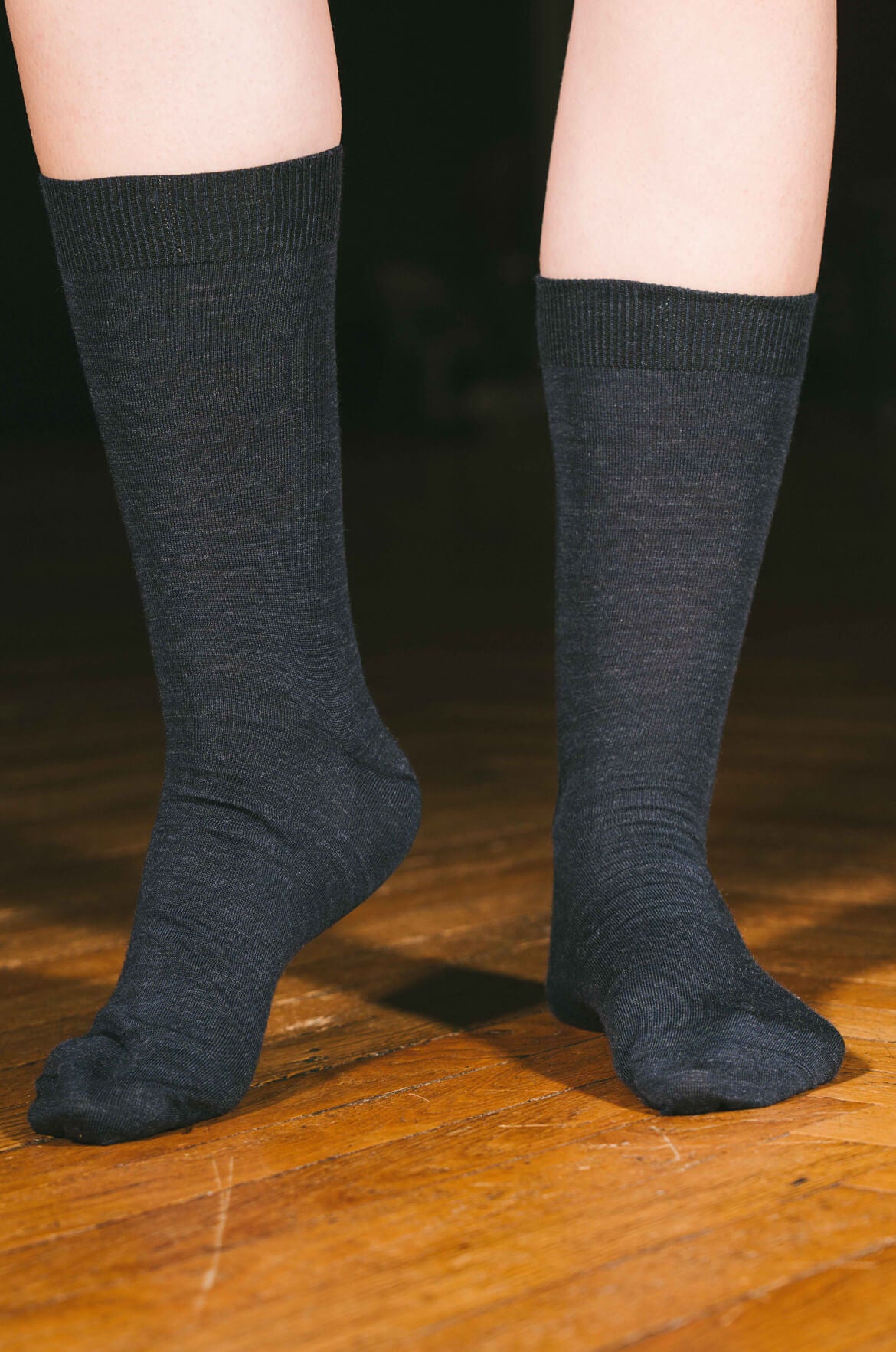 Pétrone chaussettes laine mérinos bleu chiné femme vignette