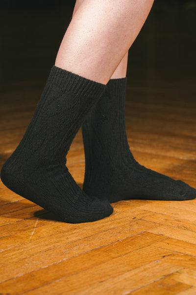 Pétrone chaussettes chaudes maille laine mérinos noir homme vignette
