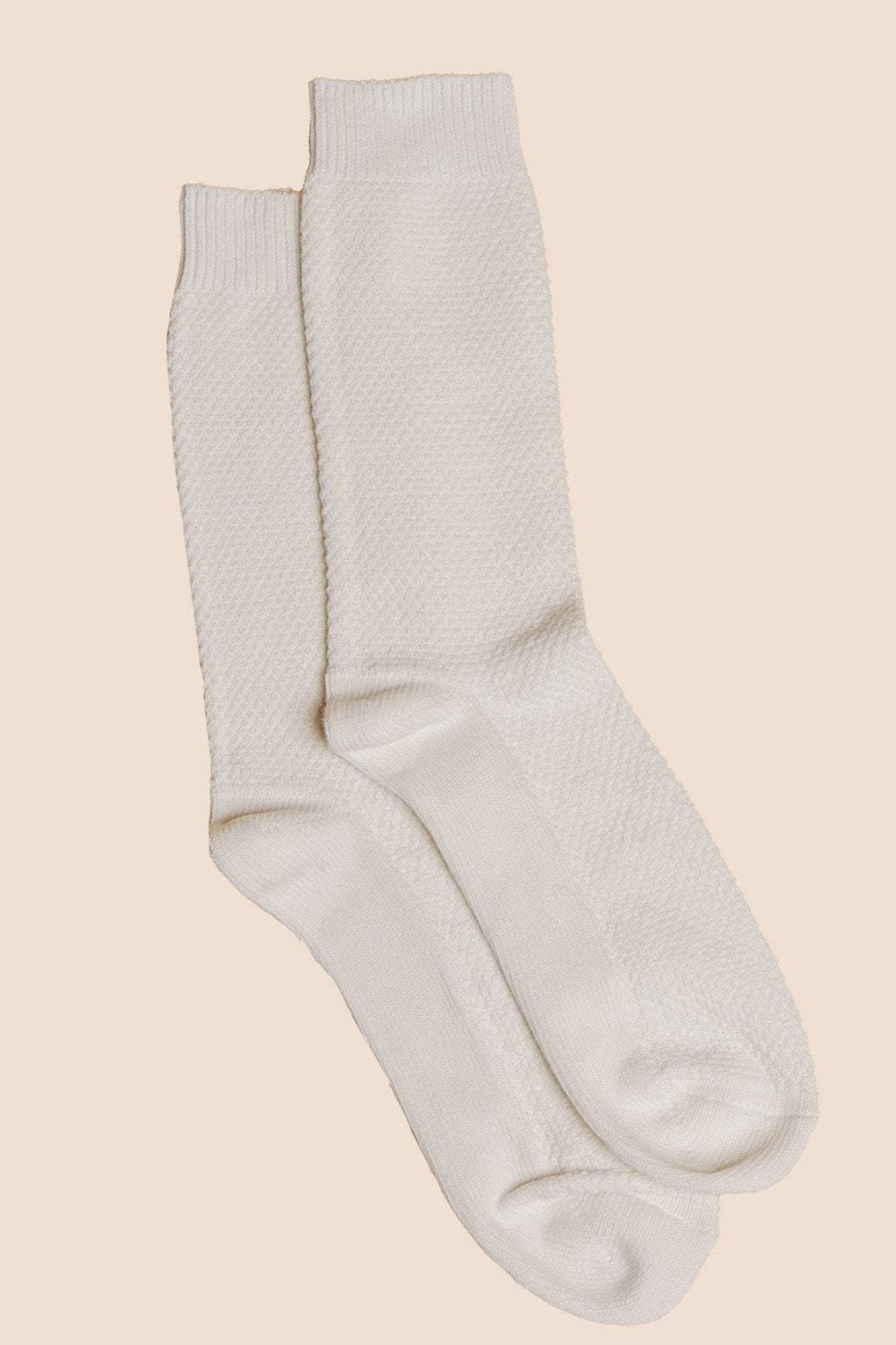 Pétrone chaussettes gaufrées chaudes coton épais blanc crème homme