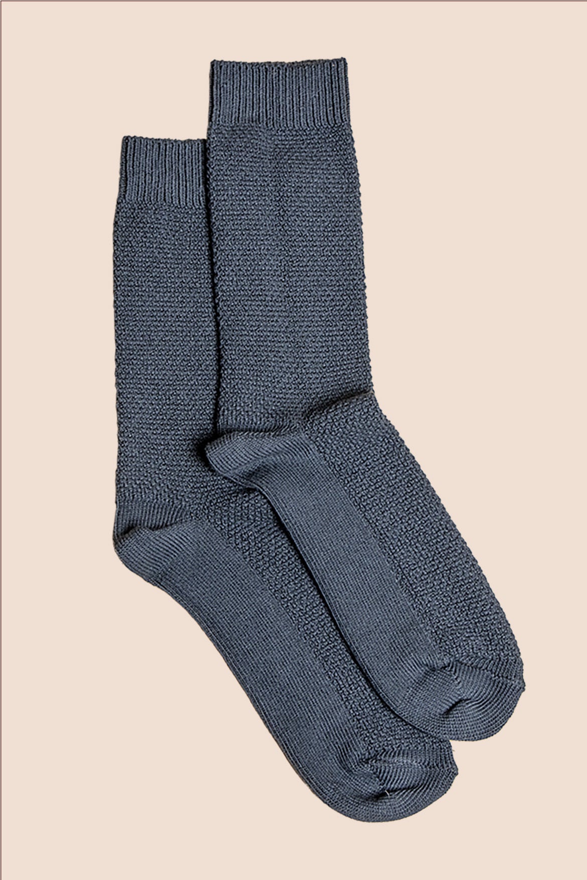 Pétrone chaussettes gaufrées chaudes coton épais bleu acier homme