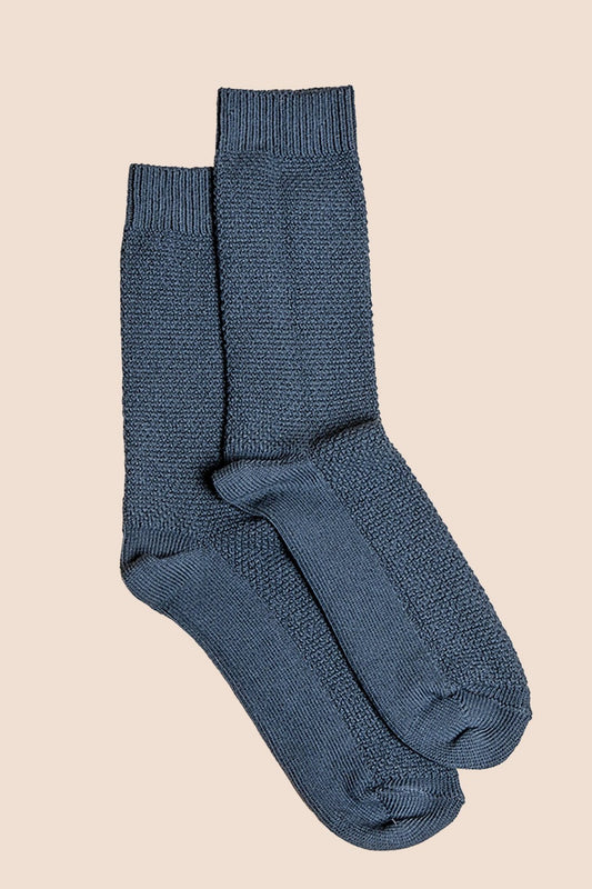 chaussettes gaufrées pétrone bleu 