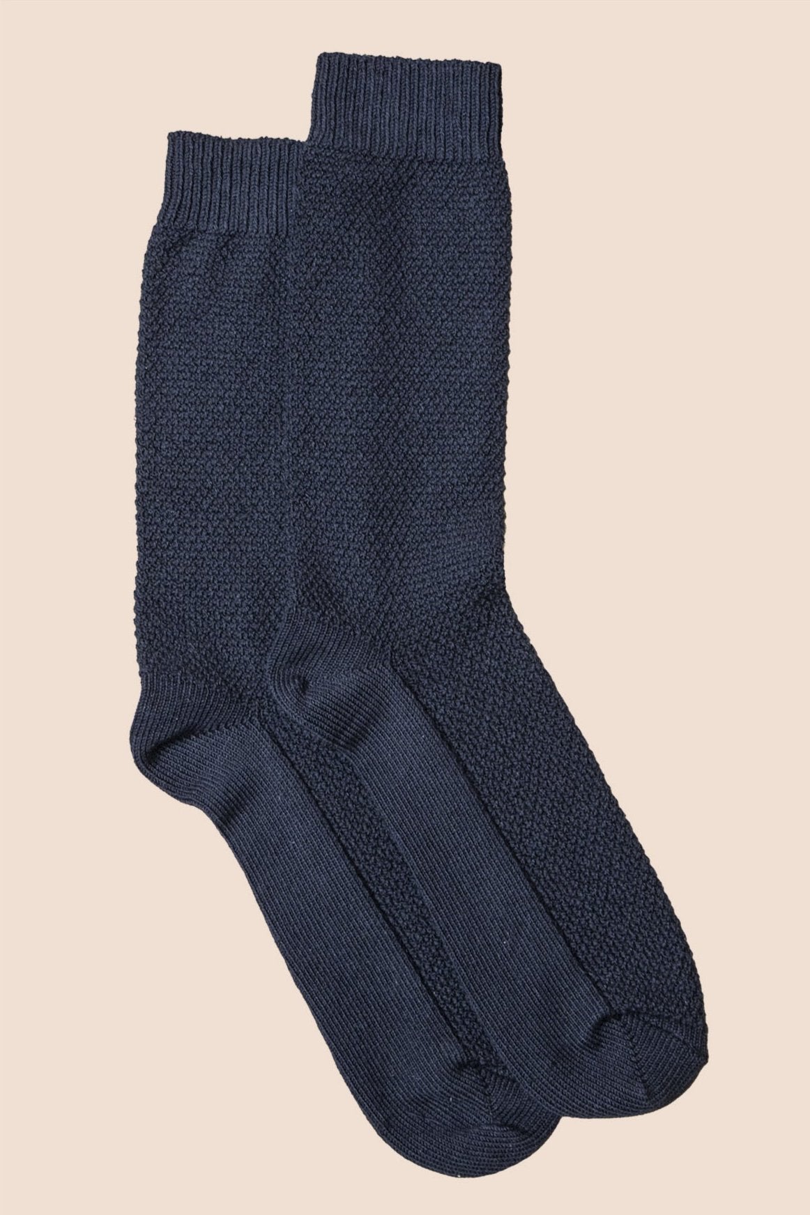 Pétrone chaussettes gaufrées chaudes coton épais bleu marine homme