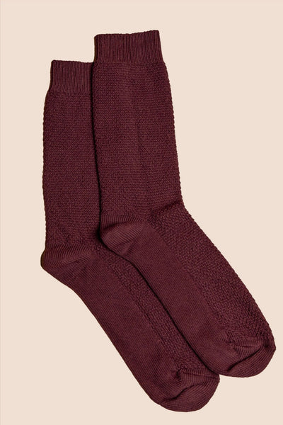 Pétrone chaussettes gaufrées chaudes coton épais bordeaux foncé homme