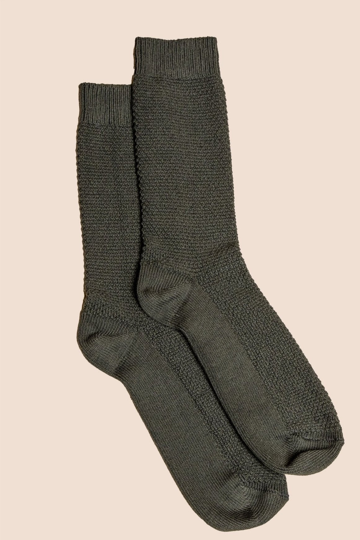 Pétrone chaussettes gaufrées chaudes coton épais vert bouteille homme