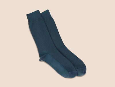 Pétrone chaussettes nid d'abeille fil d'Ecosse bleu acier homme#couleur_bleu-acier