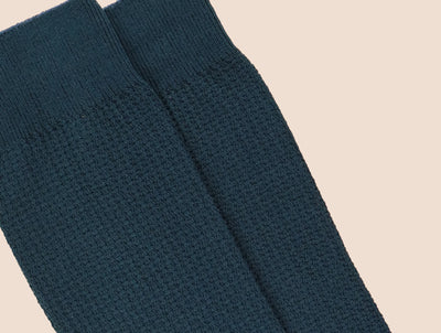 Pétrone chaussettes nid d'abeille fil d'Ecosse bleu acier homme#couleur_bleu-acier