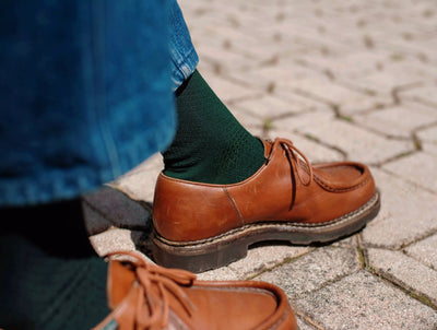 Pétrone chaussettes nid d'abeille fil d'Ecosse vert bouteille coton homme#couleur_vert-bouteille