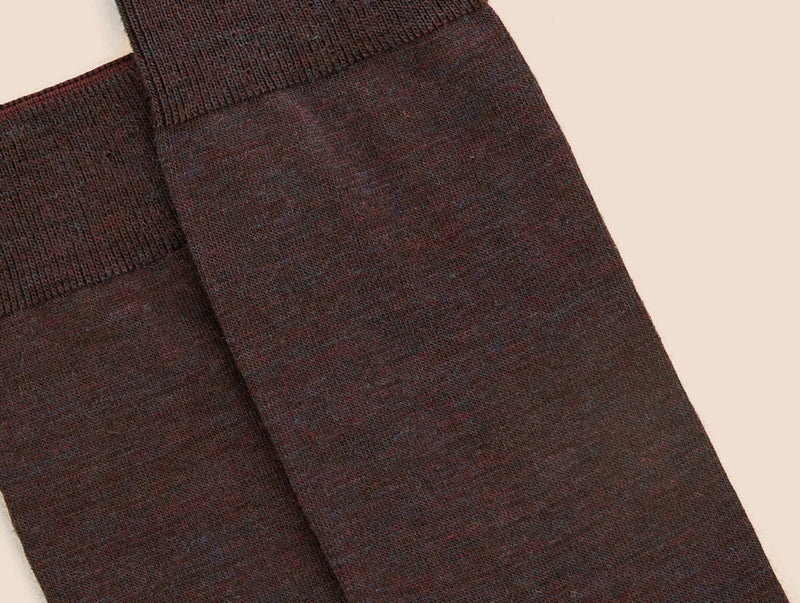 Pétrone chaussettes laine mérinos lie de vin chiné homme#couleur_lie-de-vin-chiné