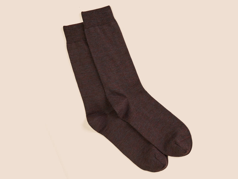 Pétrone chaussettes laine mérinos lie de vin chiné homme#couleur_lie-de-vin-chiné