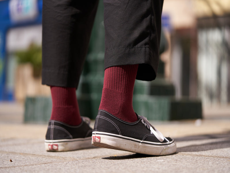 Petrone-chaussettes-tennis-coton-bio-unies-hautes-homme-bordeaux foncé#couleur_bordeaux foncé