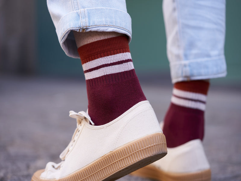 Petrone-chaussettes-tennis-coton-bio-retro-basses-homme-bordeaux-rouille#couleur_bordeaux---rouille
