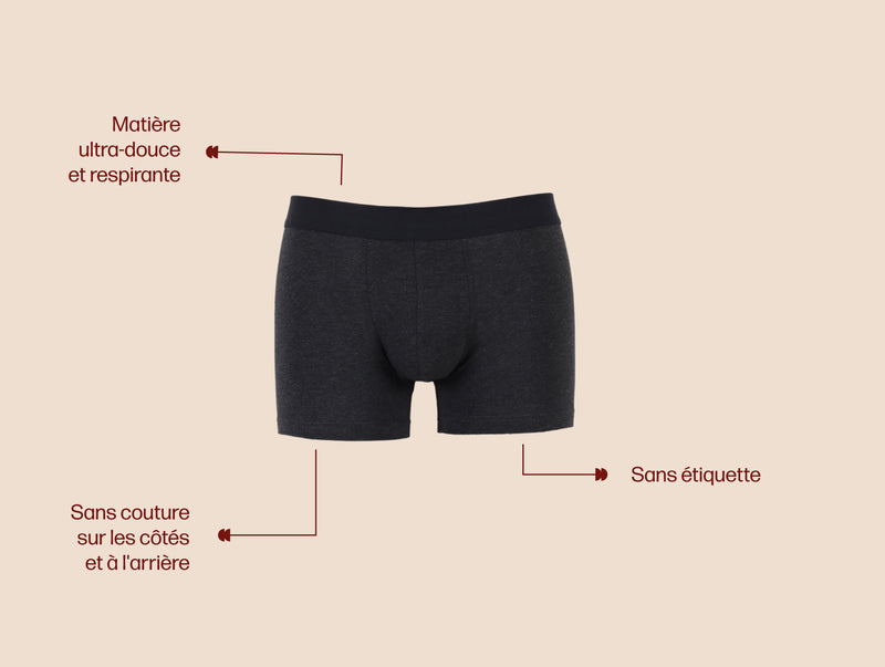 Pétrone boxer confort coton pima micromodal gris anthracite homme#couleur_gris-anthracite