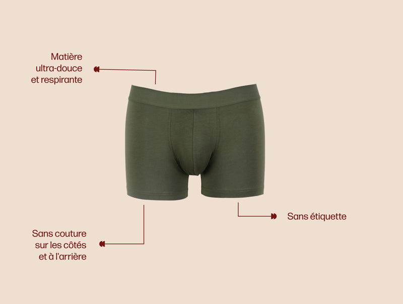 Pétrone boxer confort coton pima micromodal vert kaki homme#couleur_vert-kaki