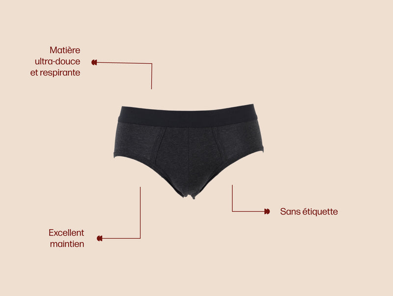 Pétrone slip coton pima micromodal gris anthracite homme#couleur_gris-anthracite